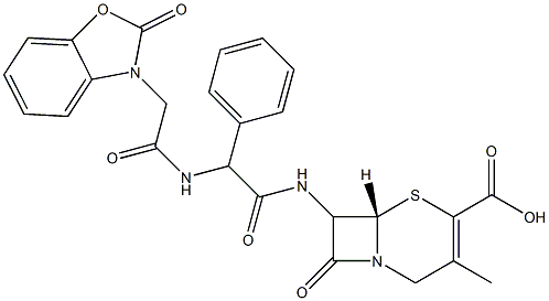 7-[[Phenyl[[[(2,3-dihydro-2-oxobenzoxazol)-3-yl]acetyl]amino]acetyl]amino]-3-methylcepham-3-ene-4-carboxylic acid Structure