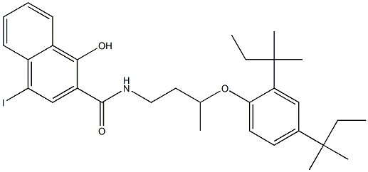 1-Hydroxy-4-iodo-N-[3-(2,4-di-tert-pentylphenoxy)butyl]-2-naphthamide 구조식 이미지