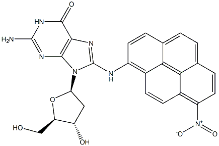 N-(2'-Deoxyguanosin-8-yl)-8-nitropyren-1-amine 구조식 이미지