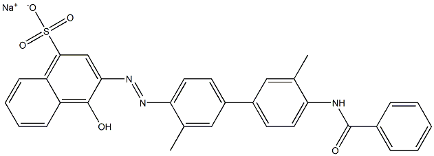 4-Hydroxy-3-[(4'-benzoylamino-3,3'-dimethyl-1,1'-biphenyl-4-yl)azo]naphthalene-1-sulfonic acid sodium salt Structure