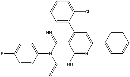 3,4-Dihydro-3-(4-fluorophenyl)-4-imino-5-(2-chlorophenyl)-7-phenylpyrido[2,3-d]pyrimidine-2(1H)-thione 구조식 이미지