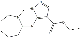 5-[(1-Methylhexahydro-1H-azepin-2-ylidene)amino]-1H-pyrazole-4-carboxylic acid ethyl ester 구조식 이미지