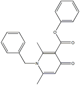 1-Benzyl-1,4-dihydro-2,6-dimethyl-4-oxopyridine-3-carboxylic acid phenyl ester 구조식 이미지