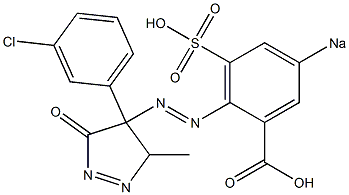 2-[4-(m-Chlorophenyl)-3-methyl-5-oxo-1-pyrazolin-4-ylazo]-5-sodiosulfobenzoic acid 구조식 이미지