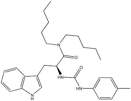 (S)-2-[3-(4-Methylphenyl)ureido]-3-(1H-indol-3-yl)-N,N-dipentylpropanamide 구조식 이미지