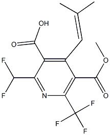 2-(Difluoromethyl)-6-(trifluoromethyl)-4-(2-methyl-2-methylethenyl)-5-(methoxycarbonyl)pyridine-3-carboxylic acid 구조식 이미지