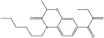 4-Hexyl-2-methyl-7-(2-ethylacryloyl)-4H-1,4-benzoxazin-3(2H)-one 구조식 이미지