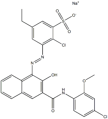 2-Chloro-5-ethyl-3-[[3-[[(4-chloro-2-methoxyphenyl)amino]carbonyl]-2-hydroxy-1-naphtyl]azo]benzenesulfonic acid sodium salt Structure