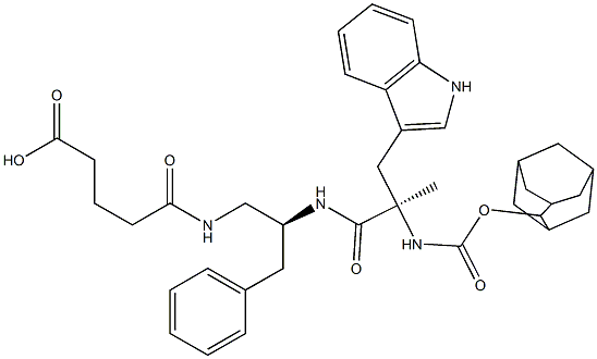 5-[[(2S)-2-[[(2R)-2-(Adamantan-2-yloxycarbonylamino)-3-(1H-indol-3-yl)-2-methylpropanoyl]amino]-3-phenylpropyl]amino]-5-oxovaleric acid Structure