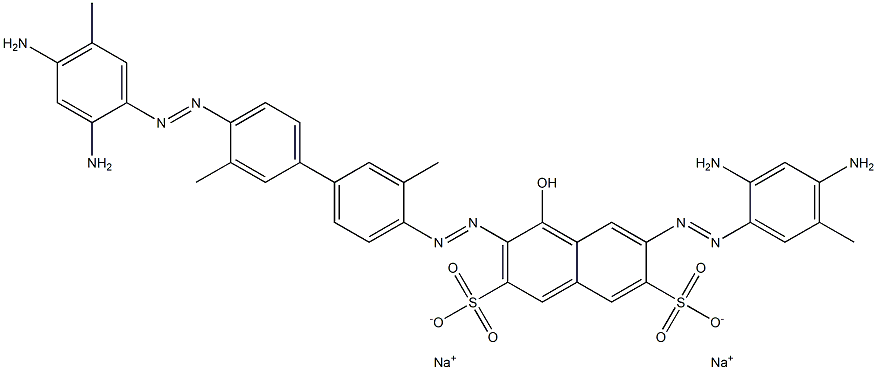 6-[(2,4-Diamino-5-methylphenyl)azo]-3-[[4'-[(2,4-diamino-5-methylphenyl)azo]-3,3'-dimethyl-1,1'-biphenyl-4-yl]azo]-4-hydroxynaphthalene-2,7-disulfonic acid disodium salt 구조식 이미지