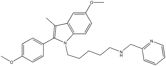 5-Methoxy-2-(4-methoxyphenyl)-3-methyl-1-[5-[(2-pyridinylmethyl)amino]pentyl]-1H-indole 구조식 이미지