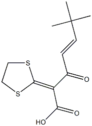 2-(1,3-Dithiolan-2-ylidene)-3-oxo-6,6-dimethyl-4-heptenoic acid 구조식 이미지