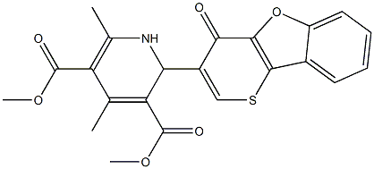 4,6-Dimethyl-2-[4-oxo-4H-thiopyrano[3,2-b]benzofuran-3-yl]-1,2-dihydropyridine-3,5-dicarboxylic acid dimethyl ester Structure