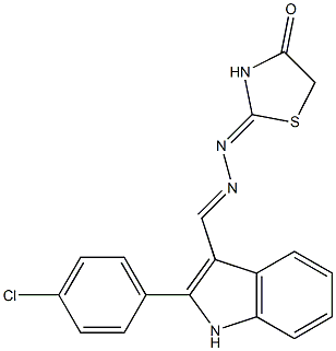 2-(4-Chlorophenyl)-1H-indole-3-carbaldehyde (4-oxothiazolidin-2-ylidene)hydrazone Structure