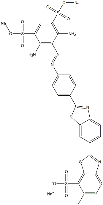 2-[2-[4-[[2,6-Diamino-3,5-bis(sodiosulfo)phenyl]azo]phenyl]-6-benzothiazolyl]-6-methylbenzothiazole-7-sulfonic acid sodium salt Structure