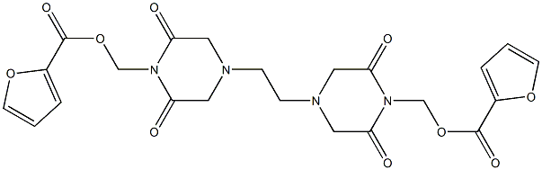 4,4'-Ethylenebis(2,6-dioxopiperazine-1-methanol)bis(2-furancarboxylate) 구조식 이미지