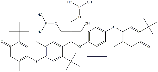 Bis[2-tert-butyl-5-methyl-S-(3-tert-butyl-6-methyl-4-oxyphenyl)-p-thiophenyl]pentaerythritol diphosphite Structure
