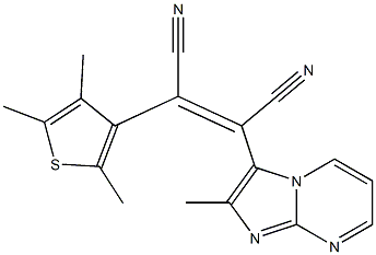 (Z)-2-(2-Methylimidazo[1,2-a]pyrimidin-3-yl)-3-(2,3,5-trimethylthiophen-4-yl)-2-butenedinitrile Structure