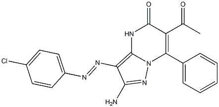 2-Amino-3-(4-chlorophenylazo)-6-acetyl-7-phenylpyrazolo[1,5-a]pyrimidin-5(4H)-one Structure