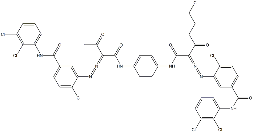 3,3'-[2-(2-Chloroethyl)-1,4-phenylenebis[iminocarbonyl(acetylmethylene)azo]]bis[N-(2,3-dichlorophenyl)-4-chlorobenzamide] 구조식 이미지