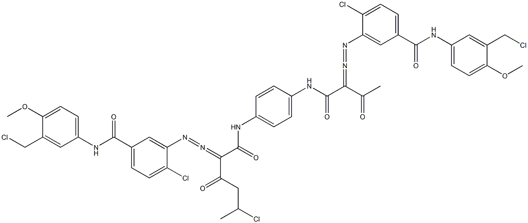 3,3'-[2-(1-Chloroethyl)-1,4-phenylenebis[iminocarbonyl(acetylmethylene)azo]]bis[N-[3-(chloromethyl)-4-methoxyphenyl]-4-chlorobenzamide] Structure