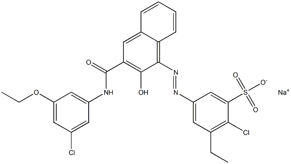 2-Chloro-3-ethyl-5-[[3-[[(3-chloro-5-ethoxyphenyl)amino]carbonyl]-2-hydroxy-1-naphtyl]azo]benzenesulfonic acid sodium salt Structure