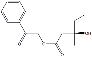 (R)-3-Hydroxy-3-methylvaleric acid 2-oxo-2-phenylethyl ester 구조식 이미지