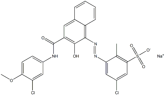 3-Chloro-6-methyl-5-[[3-[[(3-chloro-4-methoxyphenyl)amino]carbonyl]-2-hydroxy-1-naphtyl]azo]benzenesulfonic acid sodium salt Structure