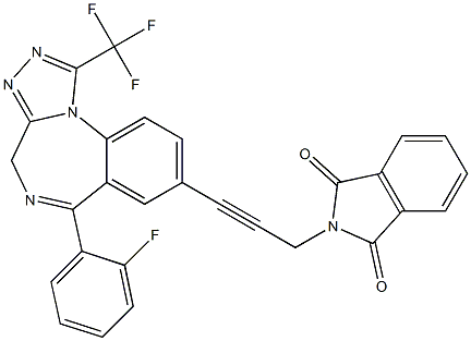 1-Trifluoromethyl-6-(2-fluorophenyl)-8-[3-[(2,3-dihydro-1,3-dioxo-1H-isoindol)-2-yl]-1-propynyl]-4H-[1,2,4]triazolo[4,3-a][1,4]benzodiazepine 구조식 이미지