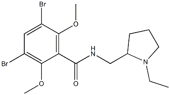 N-[(1-Ethyl-2-pyrrolidinyl)methyl]-2,6-dimethoxy-3,5-dibromobenzamide 구조식 이미지