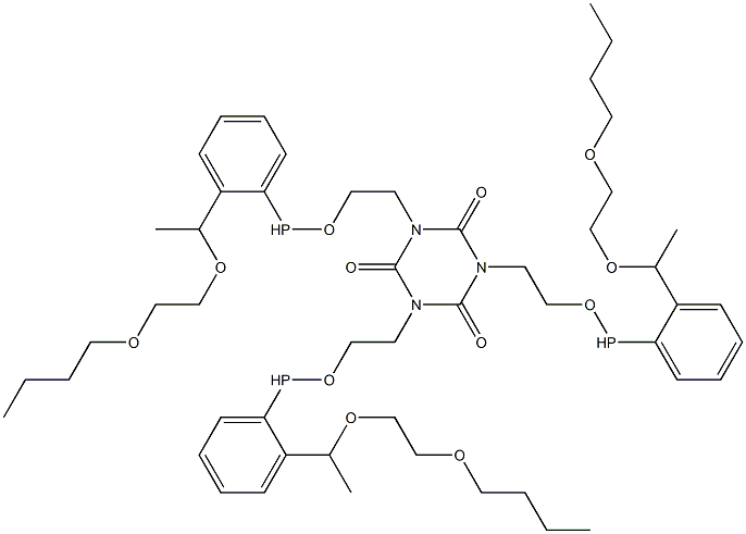 1,3,5-Tris[2-[2-[1-[(2-butoxyethyl)oxy]ethyl]phenylphosphinooxy]ethyl]-1,3,5-triazine-2,4,6(1H,3H,5H)-trione 구조식 이미지