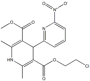 4-(6-Nitropyridin-2-yl)-1,4-dihydro-2,6-dimethylpyridine-3,5-dicarboxylic acid 3-methyl 5-(2-chloroethyl) ester 구조식 이미지