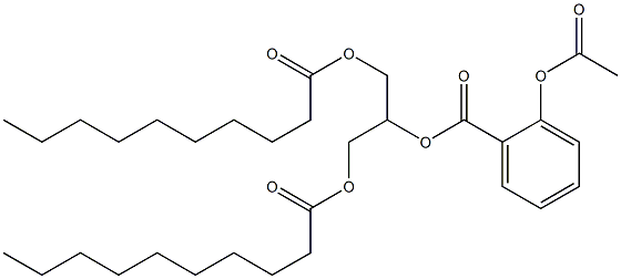 2-(Acetyloxy)benzoic acid 2-[(1-oxodecyl)oxy]-1-[[(1-oxodecyl)oxy]methyl]ethyl ester 구조식 이미지