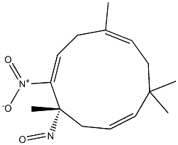 (1S,2E,5E,9E)-1-Nitroso-2-nitro-1,5,8,8-tetramethyl-2,5,9-cycloundecatriene 구조식 이미지