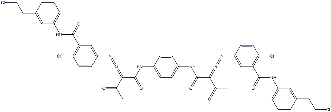 3,3'-[1,4-Phenylenebis[iminocarbonyl(acetylmethylene)azo]]bis[N-[3-(2-chloroethyl)phenyl]-6-chlorobenzamide] Structure