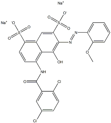 4-[(2,5-Dichlorobenzoyl)amino]-5-hydroxy-6-[(2-methoxyphenyl)azo]naphthalene-1,7-disulfonic acid disodium salt 구조식 이미지