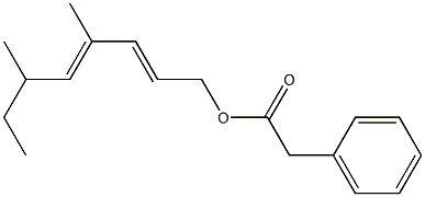 Phenylacetic acid 4,6-dimethyl-2,4-octadienyl ester Structure