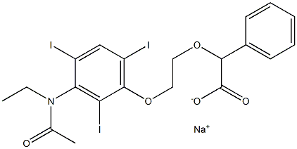 2-[2-[3-(N-Ethylacetylamino)-2,4,6-triiodophenoxy]ethoxy]-2-phenylacetic acid sodium salt Structure