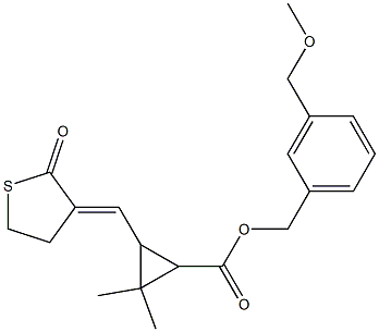 3-[[(3E)-2-Oxothiolan-3-ylidene]methyl]-2,2-dimethylcyclopropanecarboxylic acid 3-(methoxymethyl)benzyl ester 구조식 이미지