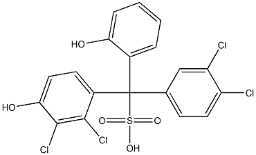 (3,4-Dichlorophenyl)(2,3-dichloro-4-hydroxyphenyl)(2-hydroxyphenyl)methanesulfonic acid 구조식 이미지