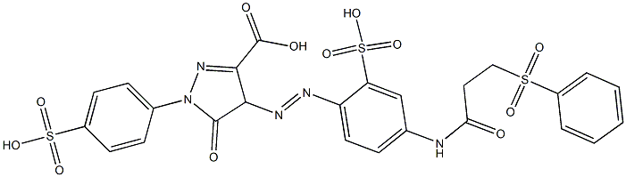 4,5-Dihydro-5-oxo-4-[[4-[[1-oxo-3-(phenylsulfonyl)propyl]amino]-2-sulfophenyl]azo]-1-(4-sulfophenyl)-1H-pyrazole-3-carboxylic acid Structure