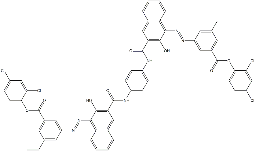 1,4-Bis[1-[[3-ethyl-5-(2,4-dichlorophenoxycarbonyl)phenyl]azo]-2-hydroxy-3-naphthoylamino]benzene Structure