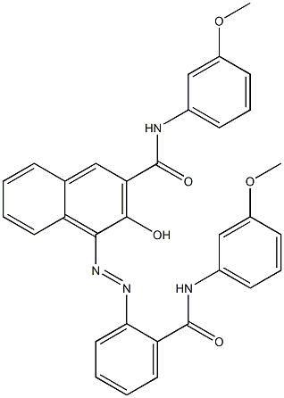 4-[[2-[[(3-Methoxyphenyl)amino]carbonyl]phenyl]azo]-3-hydroxy-N-(3-methoxyphenyl)-2-naphthalenecarboxamide 구조식 이미지