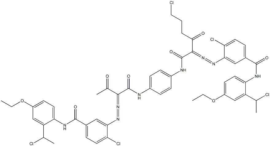 3,3'-[2-(2-Chloroethyl)-1,4-phenylenebis[iminocarbonyl(acetylmethylene)azo]]bis[N-[2-(1-chloroethyl)-4-ethoxyphenyl]-4-chlorobenzamide] Structure