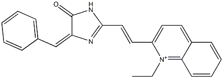 1-Ethyl-2-[2-[(4-benzylidene-4,5-dihydro-5-oxo-1H-imidazol)-2-yl]ethenyl]quinolinium 구조식 이미지