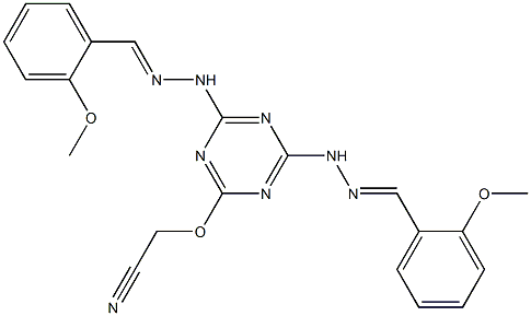 2-Cyanomethoxy-4,6-bis[2-(2-methoxybenzylidene)hydrazino]-1,3,5-triazine Structure
