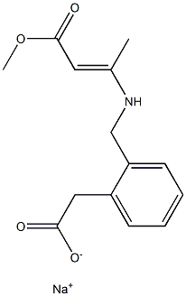 2-(2-Methoxycarbonyl-1-methylvinylaminomethyl)phenylacetic acid sodium salt 구조식 이미지