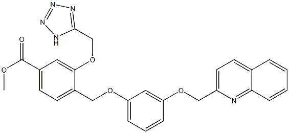 4-[3-(2-Quinolylmethoxy)phenoxymethyl]-3-(1H-tetrazol-5-ylmethoxy)benzoic acid methyl ester Structure