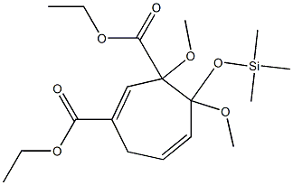 4-Methoxy-4-(trimethylsilyloxy)-3-methoxy-1,5-cycloheptadiene-1,3-dicarboxylic acid diethyl ester 구조식 이미지