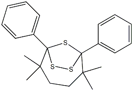 2,2,5,5-Tetramethyl-1,6-diphenyl-7,8,9-trithiabicyclo[4.2.1]nonane 구조식 이미지